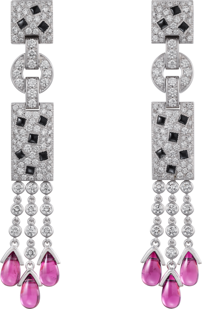 Panthère de Cartier耳环White gold, onyx, rubellite, emeralds, diamonds.