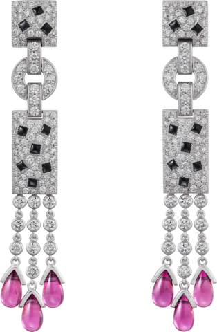 Panthère de Cartier earrings White gold, onyx, rubellite, emeralds, diamonds.