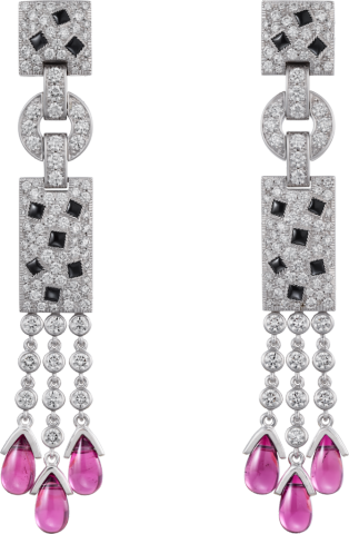 Panthère de Cartier耳环 White gold, onyx, rubellite, emeralds, diamonds.