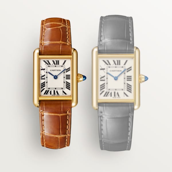 Lot - CARTIER TANK LOUIS 18KT YELLOW GOLD WOMAN'S WRISTWATCH Ref. W1529856.  Serial number 52841UX. Quartz movement. Silver-grained dial wi..