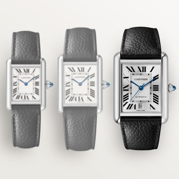 Tank Must de Cartier watch Extra-large model, automatic movement, steel, leather