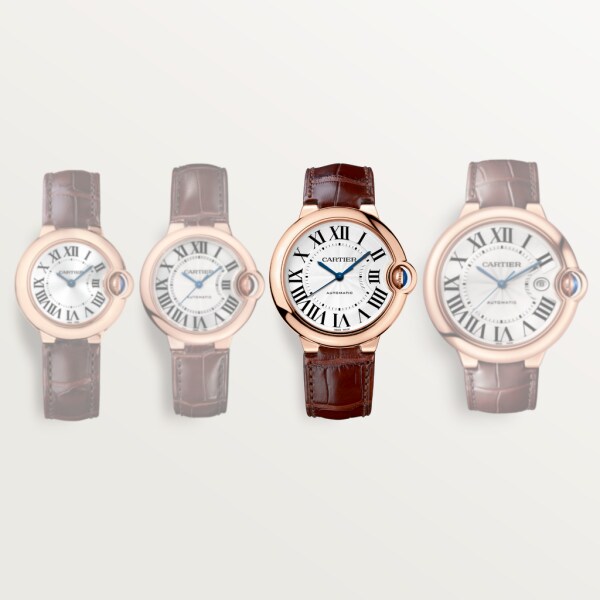 Ballon Bleu de Cartier watch 36mm, automatic movement, rose gold, leather