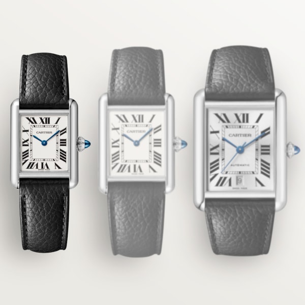 Tank Must de Cartier-horloge Small model, quartz movement, steel, leather