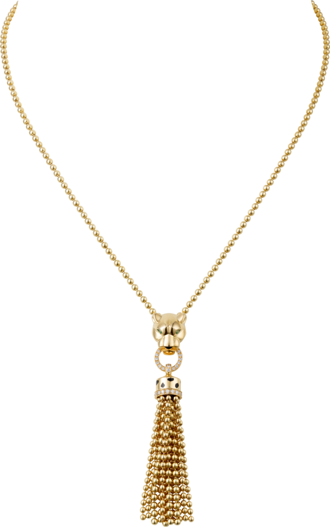 Panthère de Cartier卡地亚猎豹项链黄金，黑漆，沙弗莱石榴石，缟玛瑙，钻石