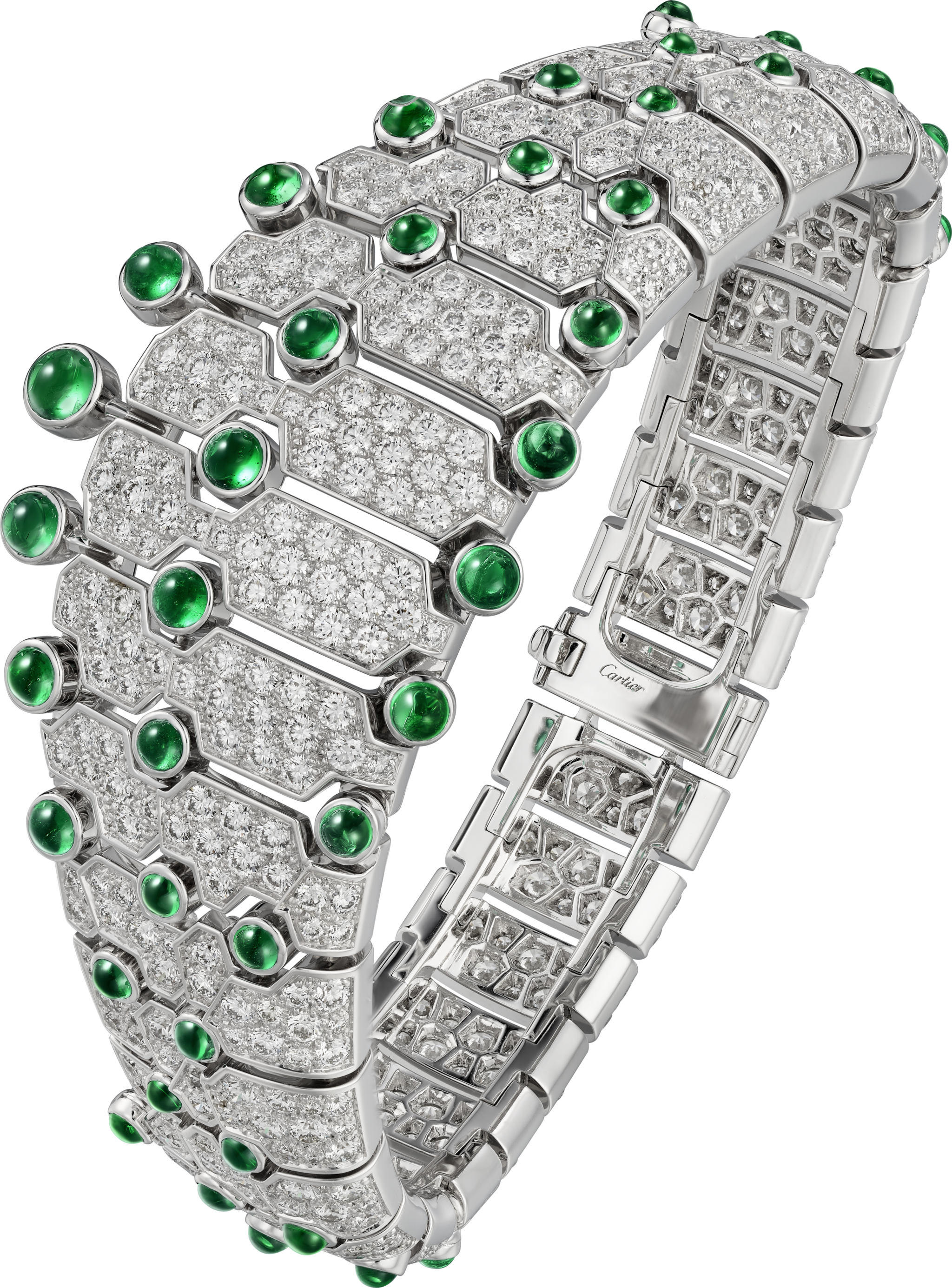高级珠宝手镯白金，祖母绿，钻石