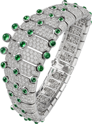高级珠宝手镯 白金，祖母绿，钻石