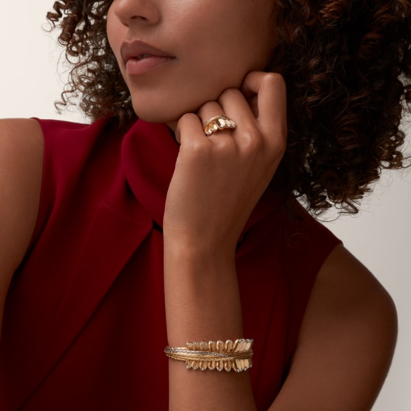 Grain de Café bracelet, diamonds Yellow gold, white gold, diamonds