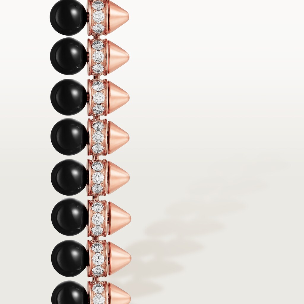 Clash de Cartier bracelet, onyx, supple, extra-large model, diamondsRose gold, onyx, diamonds
