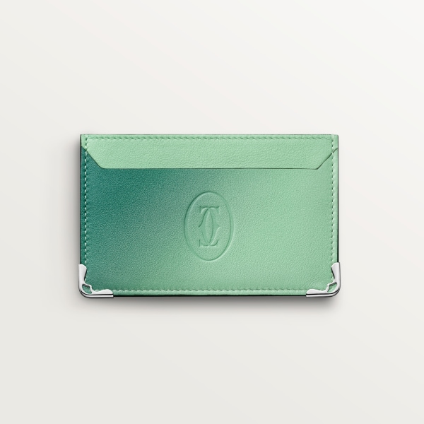 单层卡片夹，Must de Cartier系列 渐变绿色小牛皮，镀钯饰面