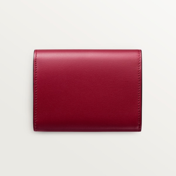 Wallet mini, Panthère de Cartier Cherry red calfskin, golden finish