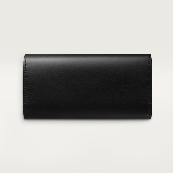 International wallet with flap, Panthère de Cartier Black calfskin, golden finish