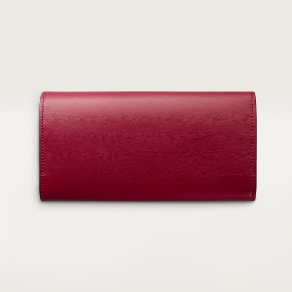 International wallet with flap, Panthère de Cartier Cherry red calfskin, gold finish