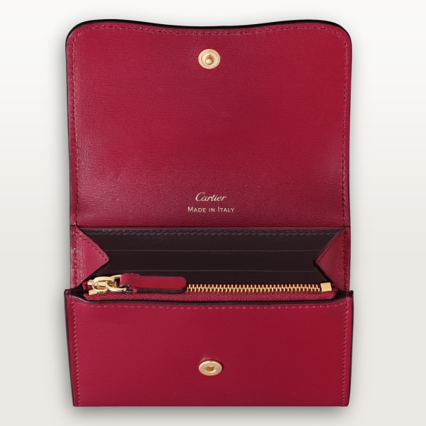 Wallet mini, Panthère de Cartier Cherry red calfskin, golden finish