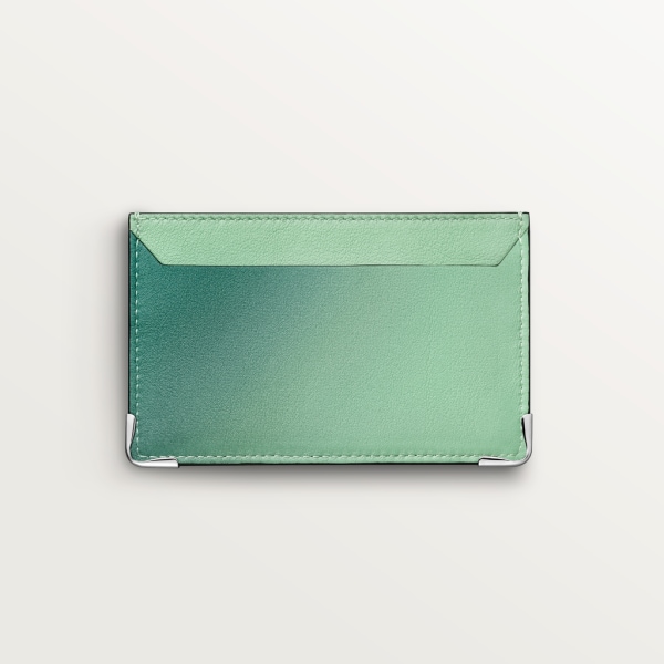 Simple card holder, Must de Cartier Graduated leaf green calfskin, palladium finish