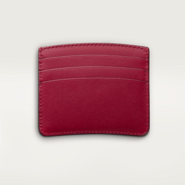 Simple card holder, Panthère de Cartier Cherry red calfskin, golden finish