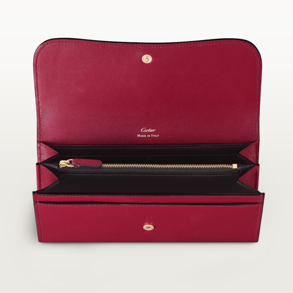 International wallet with flap, Panthère de Cartier Cherry red calfskin, gold finish