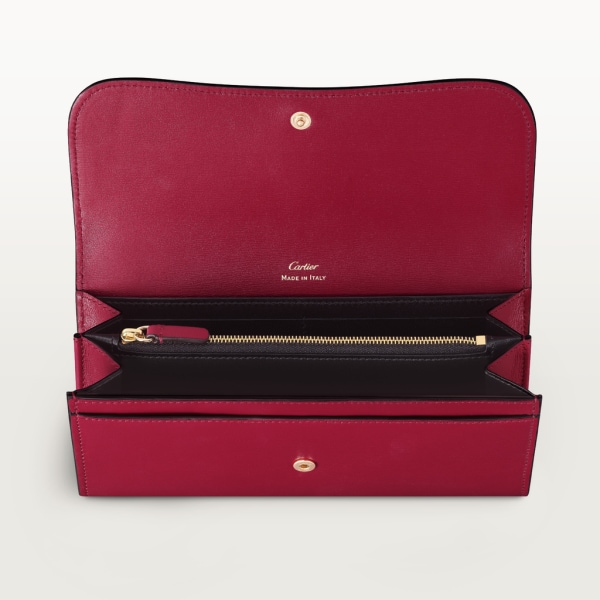 翻盖通用型皮夹，Panthère de Cartier卡地亚猎豹系列 樱桃红色小牛皮，镀金饰面
