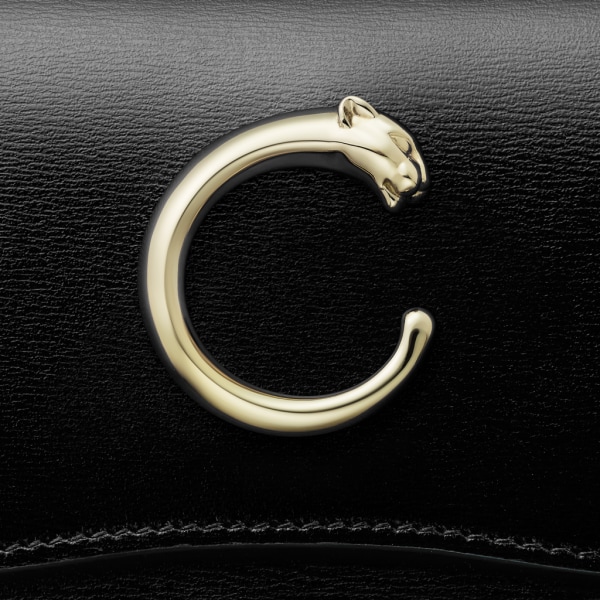 迷你皮夹，Panthère de Cartier卡地亚猎豹系列 黑色小牛皮，镀金装饰