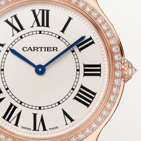 Ronde Louis Cartier腕表 36毫米表款，石英机芯，玫瑰金，钻石，皮表带