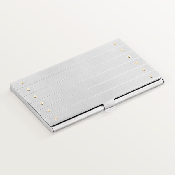 Santos de Cartier card holder Brushed palladium-finish metal with golden-finish screw motif