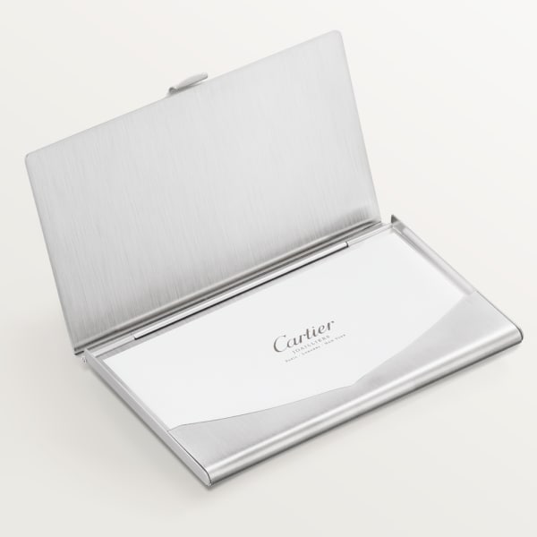 Santos de Cartier卡片夹 拉丝镀钯饰面金属，装饰镀金饰面螺钉图案