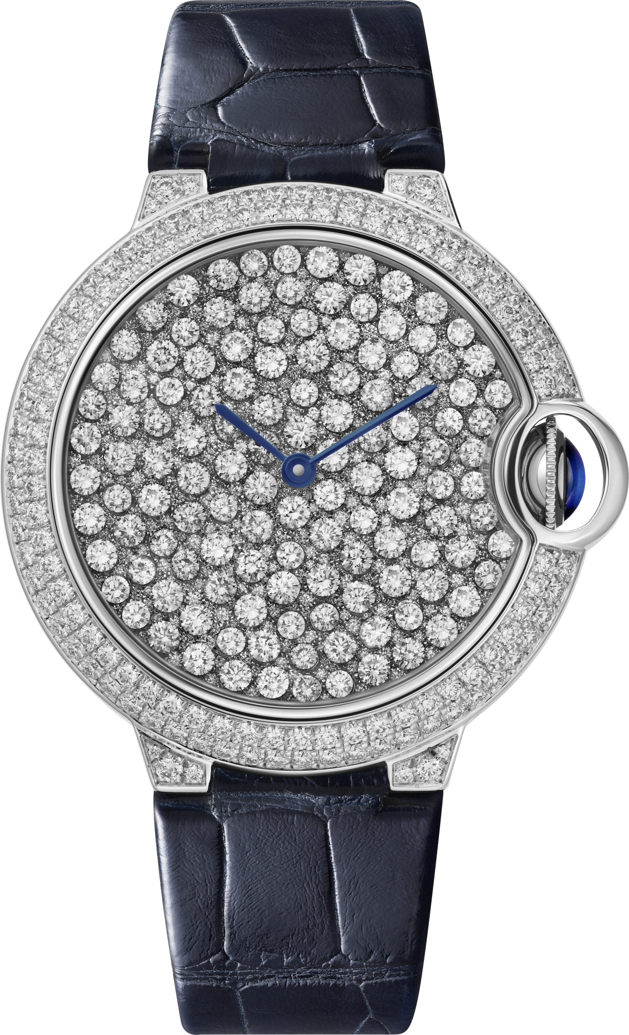 Ballon Bleu de Cartier watch37 mm, automatic mechanical movement, white gold, diamonds, alligator-skin strap