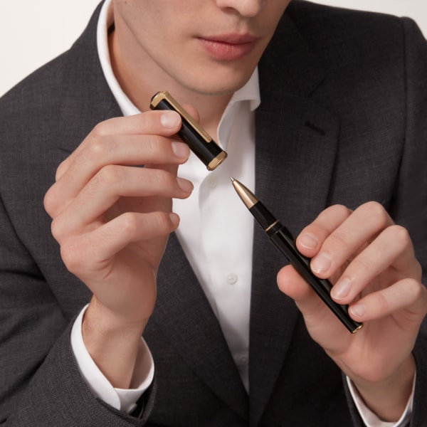 Santos-Dumont rollerball pen Black composite, rose golden-finish details