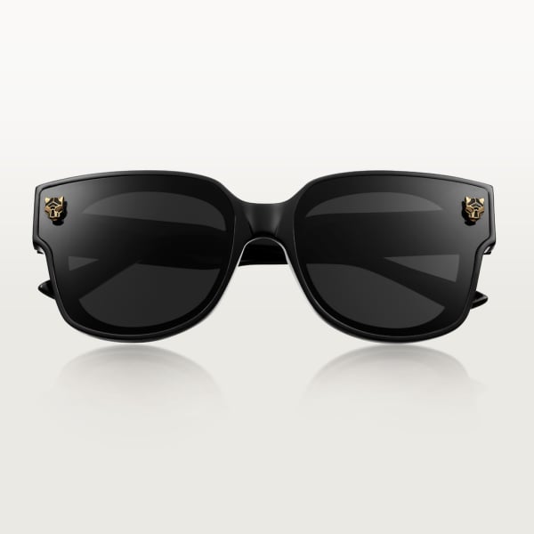 Panthère de Cartier Sunglasses Black composite, grey lenses with golden flash