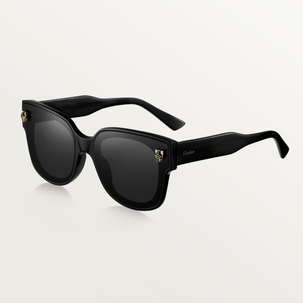 Panthère de Cartier Sunglasses Black composite, grey lenses with golden flash