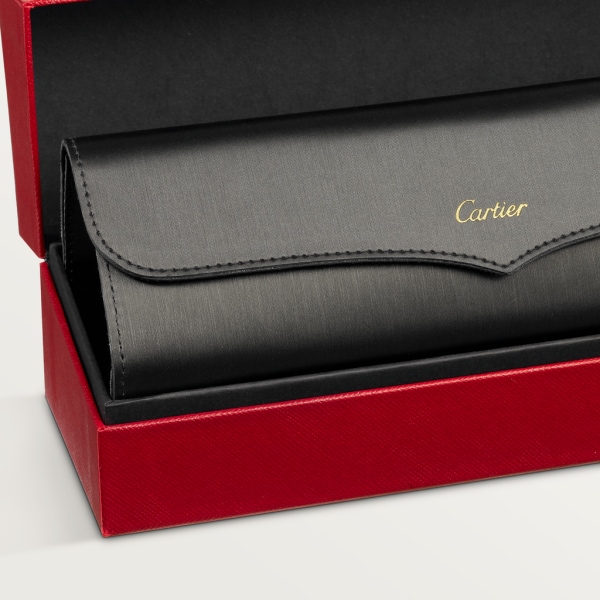 Panthère de Cartier Sunglasses Black composite, grey lenses with golden flash