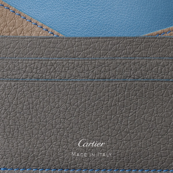 6信用卡皮夹，Must de Cartier系列 灰褐色、卡布里色和烟灰色粒纹小牛皮
