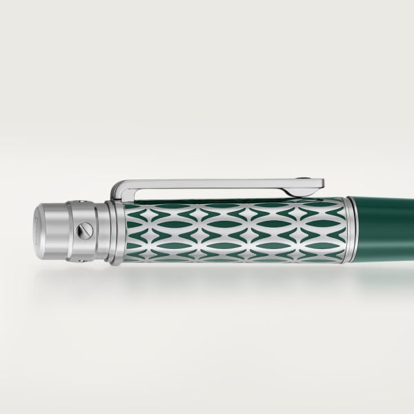 Santos de Cartier pen Large model, engraved metal, green lacquer, palladium finish
