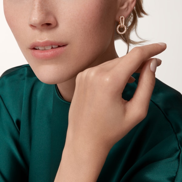 Agrafe earrings Rose gold, diamonds