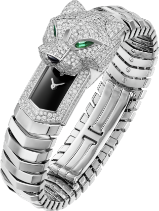 Panthère de Cartier watch 38.2 mm, quartz movement, rhodium-finish white gold, diamonds, metal bracelet