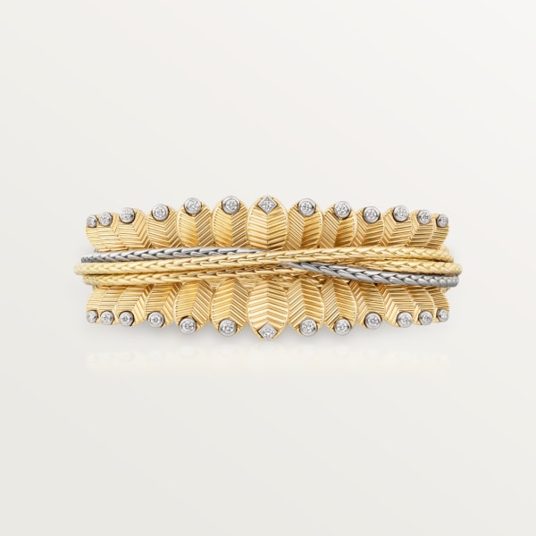 Grain de Café bracelet, diamonds Yellow gold, white gold, diamonds