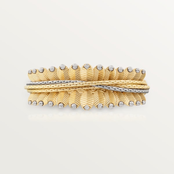 Grain de Café bracelet Yellow gold, white gold, diamonds