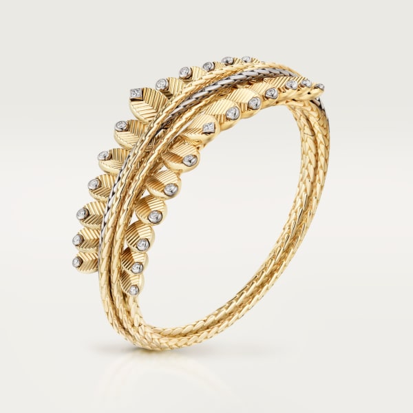 Grain de Café bracelet, diamonds Yellow gold, white gold, diamonds