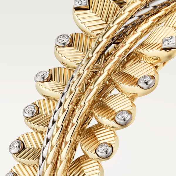 Grain de Café bracelet, diamonds Yellow gold, white gold, diamonds