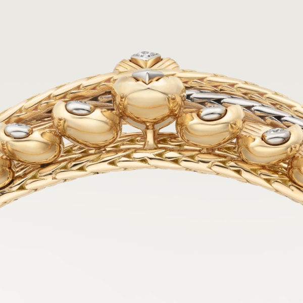 Grain de Café bracelet, diamonds Yellow gold, white gold, diamonds