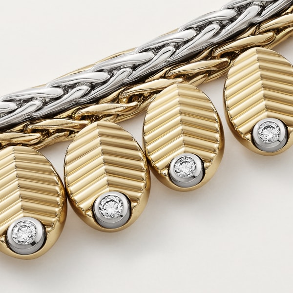 Grain de Café necklace Yellow gold, white gold, diamonds