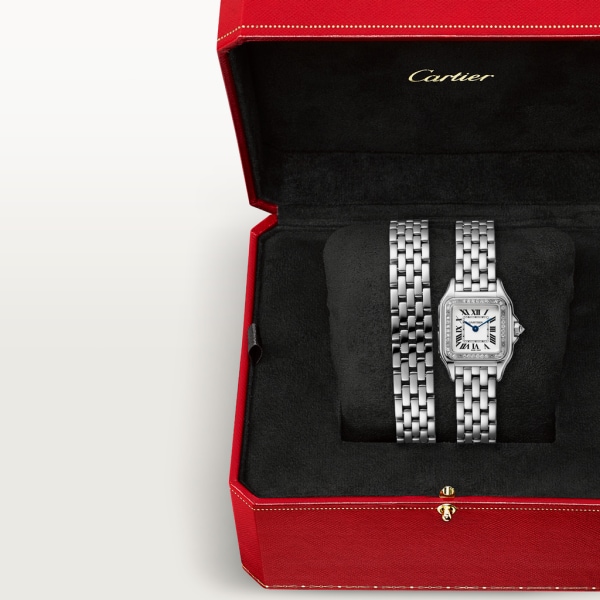 Panthère de Cartier腕表 小号表款，石英机芯，18K白金，钻石
