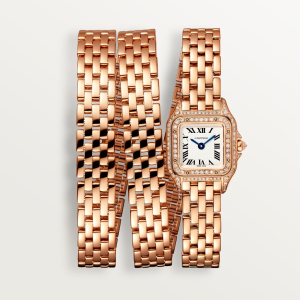 Panthère de Cartier watch Mini model, quartz movement, rose gold, diamonds