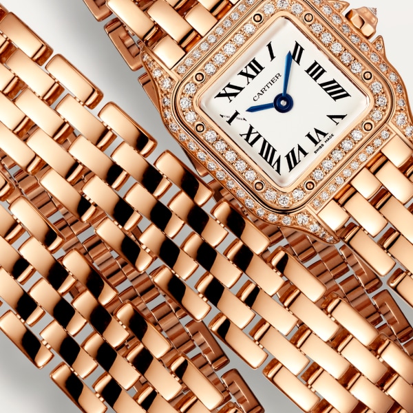 Panthère de Cartier watch Mini model, quartz movement, rose gold, diamonds