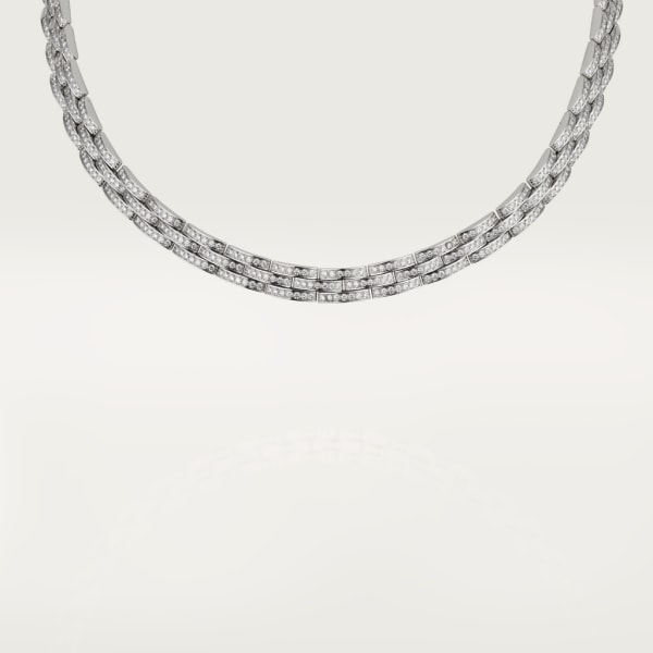Maillon Panthère三排项链，铺镶钻石 白金，钻石