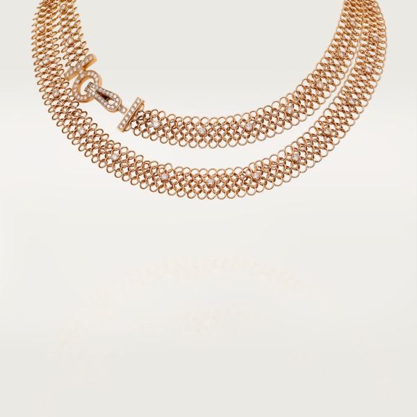 Agrafe necklace Rose gold, diamonds