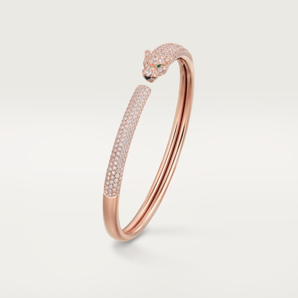 Panthère de Cartier bracelet, small model, paved  Rose gold, onyx, emeralds, diamonds