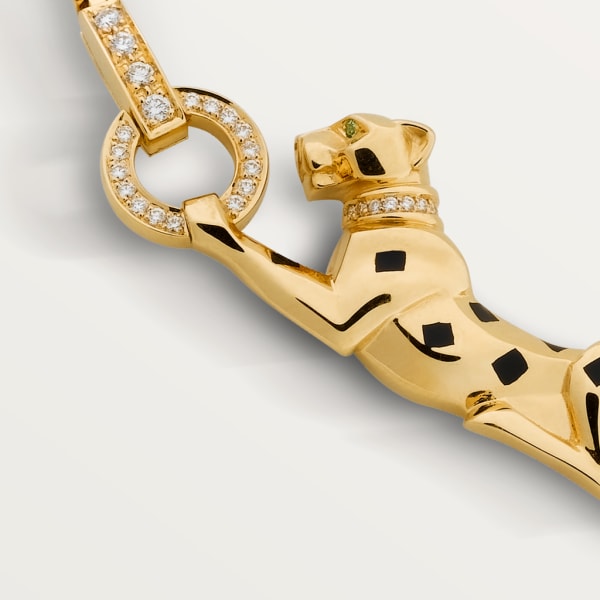 Panthère de Cartier卡地亚猎豹项链 黄金，亮漆，钻石，沙弗莱石榴石