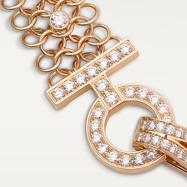 Agrafe necklace Rose gold, diamonds