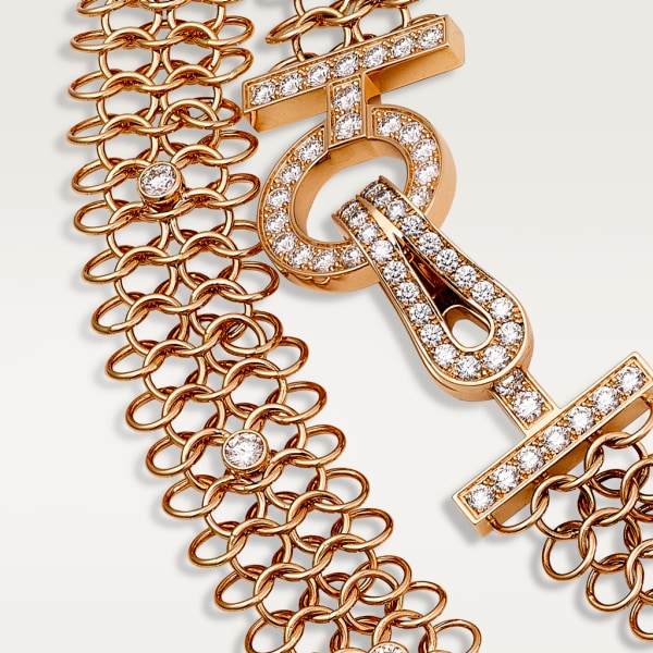 Agrafe necklace Rose gold, diamonds