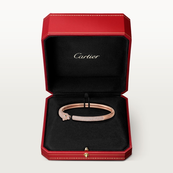 Panthère de Cartier bracelet, small model, paved  Rose gold, onyx, emeralds, diamonds